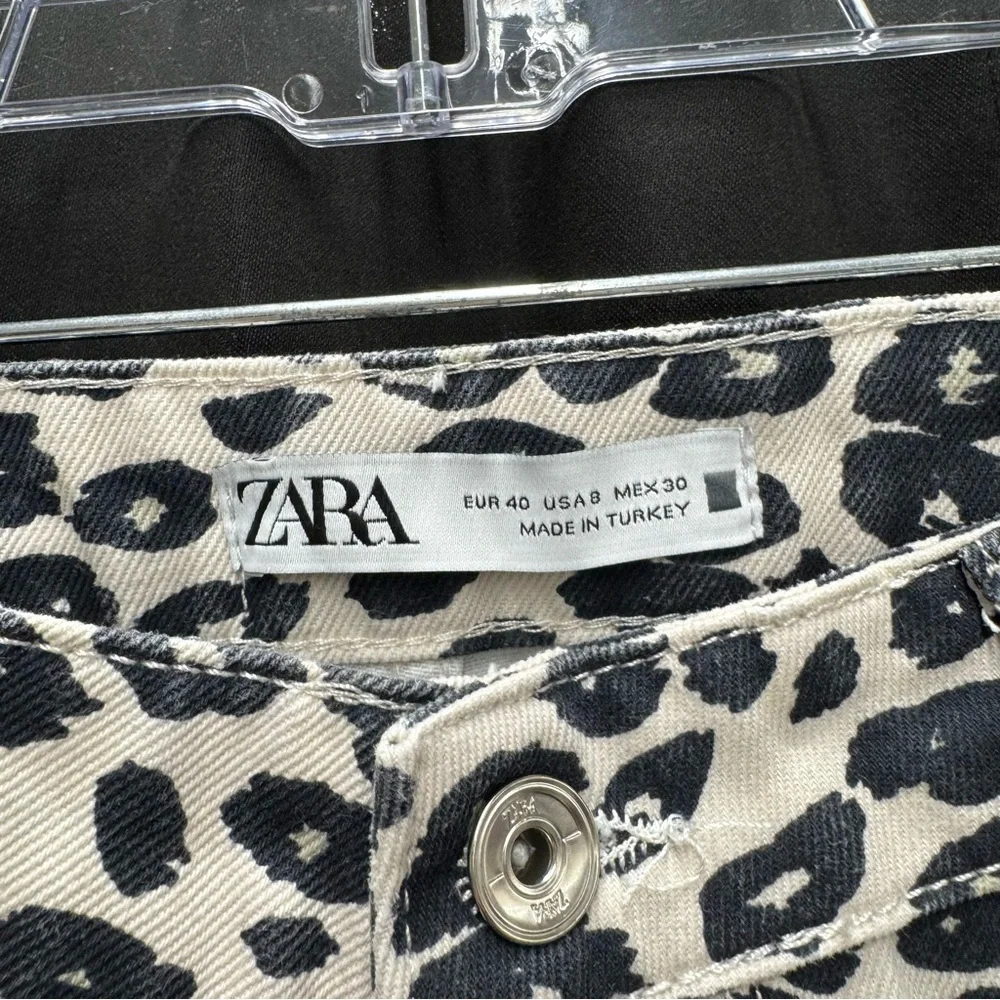 Zara Black and Cream Animal Print Pants